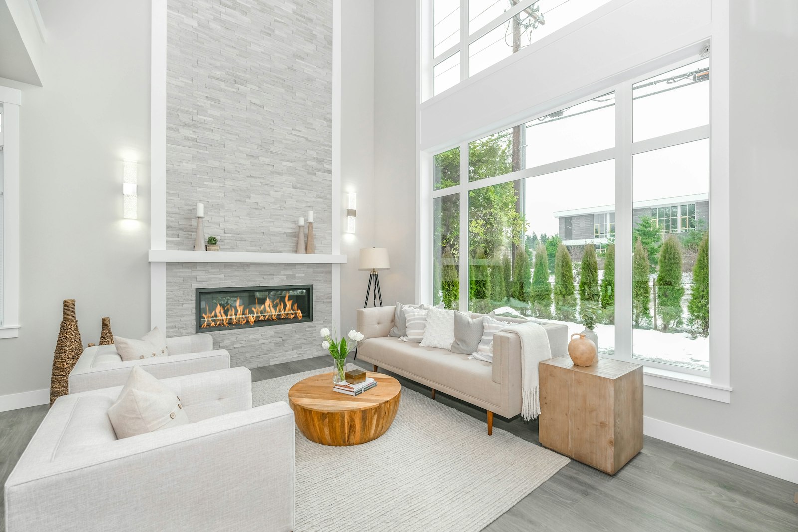 Living room with large windows
