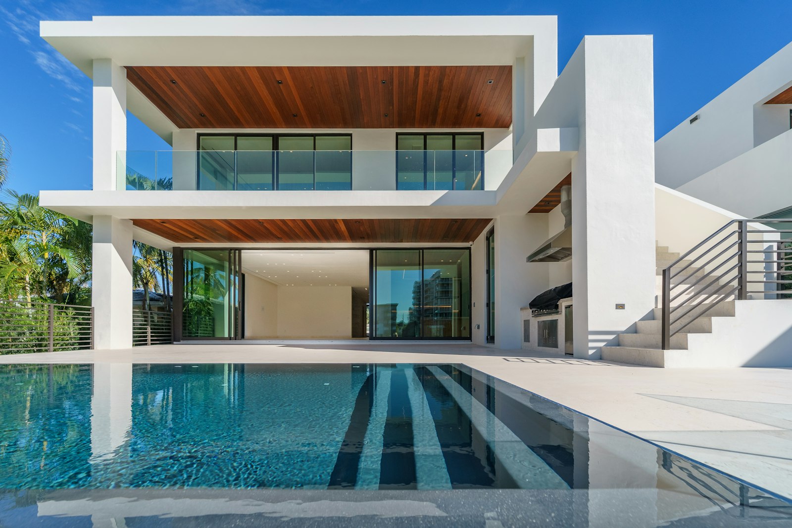 Modern home with a lap pool